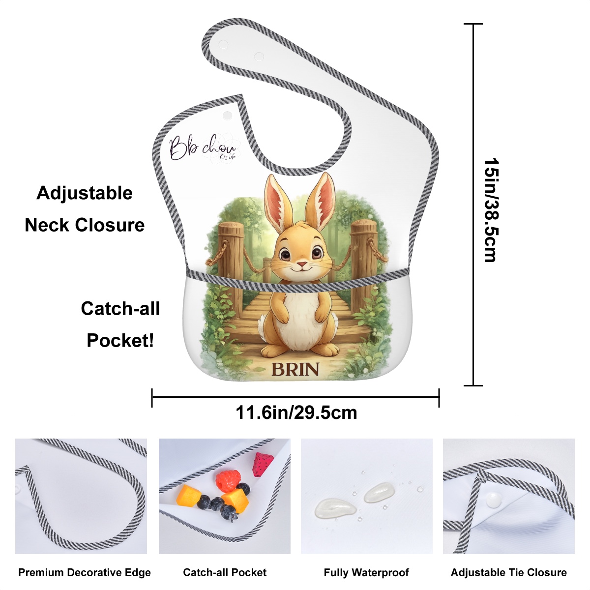 Bavoir bébé lapin brin -BB Chou – Image 5
