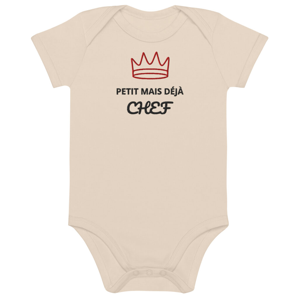 Body bébé bio Brodé "Petit mais déjà chef"