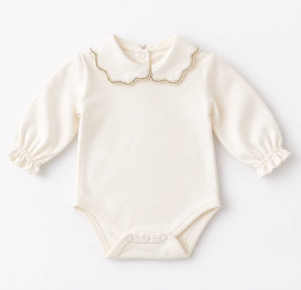 Body bébé en coton bio à col doré FS Baby écru