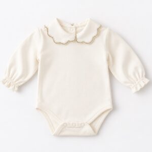 Body bébé en coton bio à col doré FS Baby écru